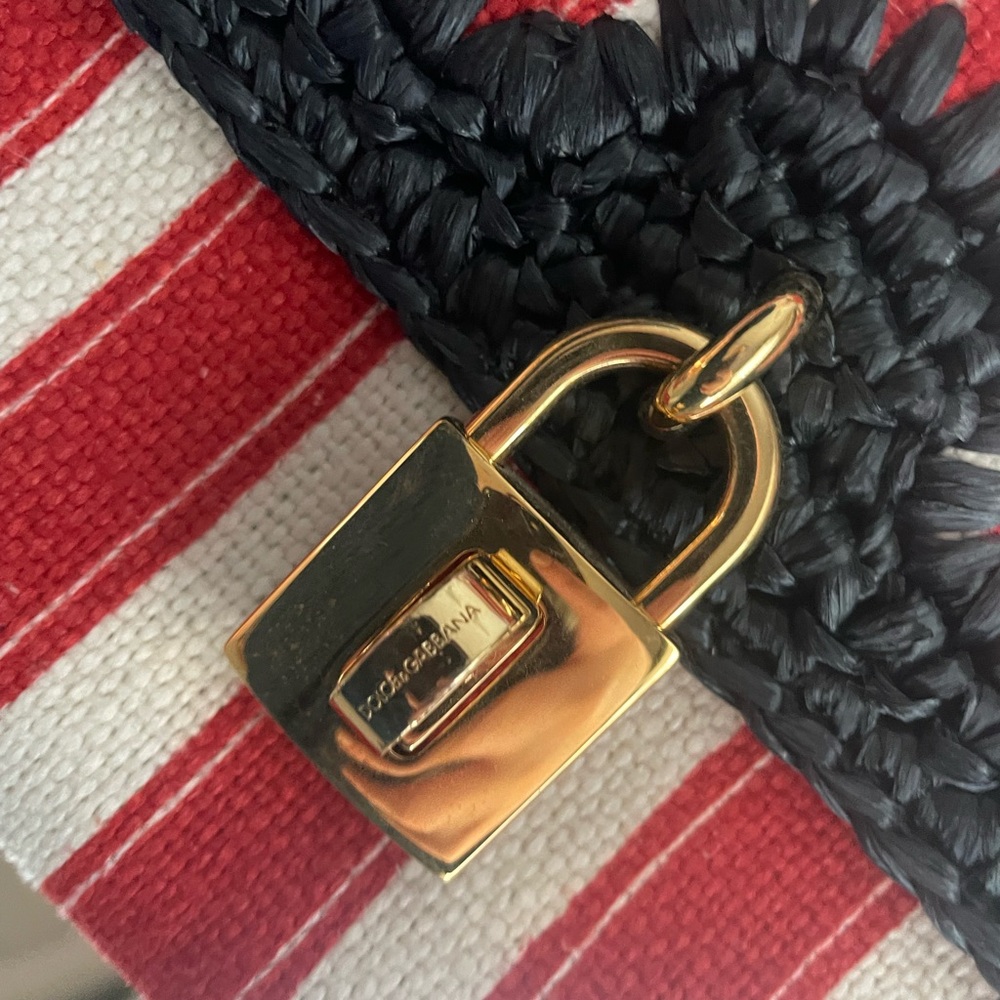 Authentictic Dolce and Gabbana raffia trimmed handle bag - Picture 10 of 14